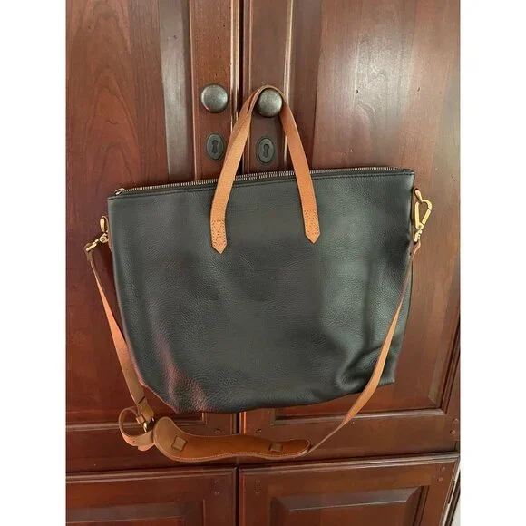 MADEWELL — The Zip-Top Transport Carryall Tote, True Black/Brown - Picture 3 of 9